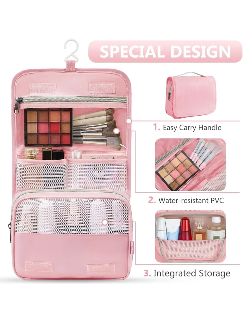 Pink Travel Packing Cubes and Cosmetic Organizer Set